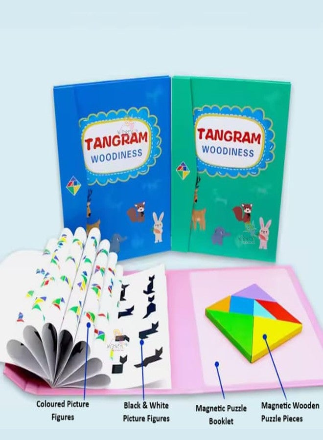 Wishkey Magnetic Tangram Puzzle for Kids Ages 3-10, Montessori Travel Games & STEM Brain Teasers, Educational Jigsaw Shape Toy for Road Trips, Hands-On Learning & Thinking Skills - Image 2